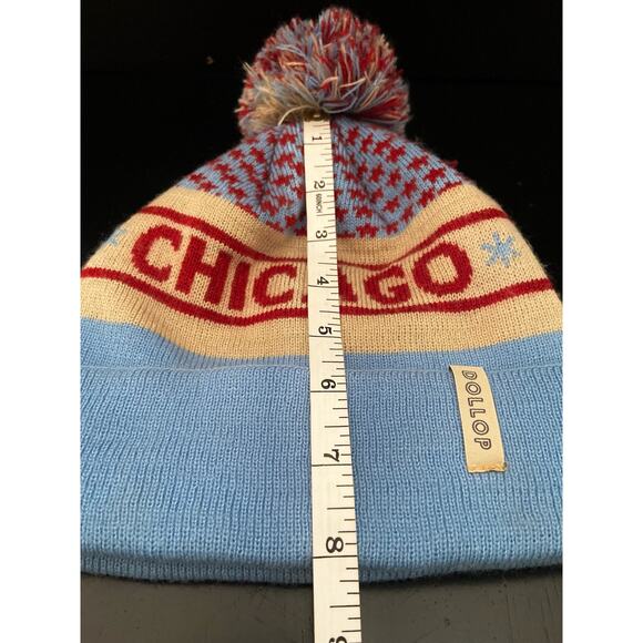 DOLLOP Chicago Blue/Cream/Red Knit Pom Pom Hat sz OS - Picture 9 of 9
